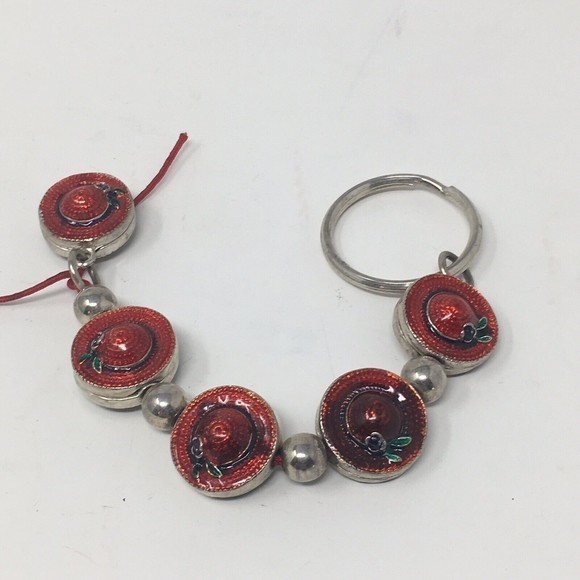 Red Hat Society Key Chain‎ Key Ring 6.5" Red enamel - Picture 4 of 9